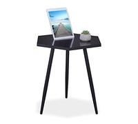 Relaxdays Table Basse avec Repose Tablette, Table Bout de canapé hexagonale, Acier et MDF, HLP : 50x50x43,5 cm, Noir