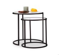 Relaxdays Table basse d'appoint gigogne lot de 2, Tables de nuit ronde, Tables de chevet, HxLxP : 50,5 x 50 x 50cm, noir