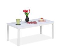 Table basse de jardin - RELAXDAYS - 98x39x48 cm - Résistante aux intempéries - Aspect bois - Blanche