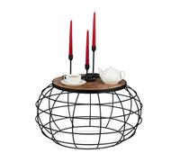 relaxdays Table basse en bois brun, noir 67,0 x 67,0 x 36,0 cm