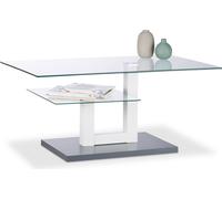Relaxdays, Gris Basse en Verre Rectangulaire Plateau Vitré Petite Surface Table de Salon Originale HLP 45x100x60cm, 45 x 100 x 60 cm