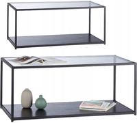 relaxdays Table basse en verre noir 100,0 x 50,0 x 42,0 cm