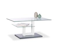 Relaxdays Table Basse Verre Blanc Gris 2 Plateaux
