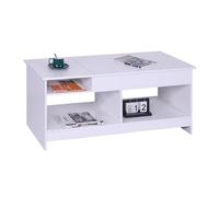 Relaxdays Table Basse Extensible, H x L x P : 50 x 110 x 50 cm, Table de Salon avec Rangement, Blanche.