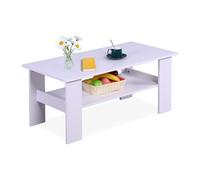 Table Basse Relaxdays, H x L x P : 53,5 x 100 x 50 cm, Table Moderne, Blanche avec Espace de Rangement.