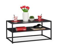 Relaxdays Table, rectangulaire et Basse, Supports, Bois MDF et métal, Noir, 42 x 90 x 50 cm