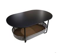 Relaxdays Table basse ovale avec panier en tissu, rangement, HxLxP 55x100x45 cm, MDF & métal, noir-gris foncé