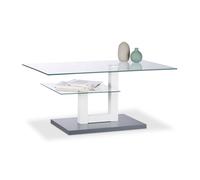 Relaxdays Table Basse Verre Blanc Gris 2 Plateaux
