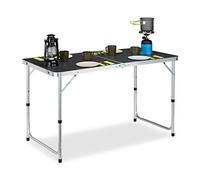 Relaxdays Table Camping, Pliable, 120 chaises, réglable en Hauteur, 120x60 cm,alu, MDF,Gris/Argent