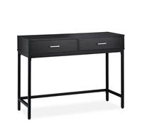 Relaxdays Table console, meuble d’appoint 2 tiroirs, HLP 81 x 110 x 42 cm, étroit, couloir & salon, gain de place, noir