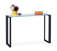 Relaxdays Table console avec plateau en verre