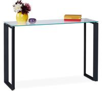 relaxdays Table console avec plateau en verre