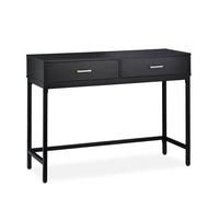Relaxdays Table Console, Meuble d’appoint 2 tiroirs, HLP 81 x 110 x 42 cm, étroit, Couloir & Salon, Gain de Place, Noir