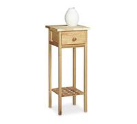 Relaxdays Table console table de téléphone table d'appoint entrée salon couloir avec tiroir HxlxP: 60 x 25 x 25 cm en bois de noyer support pour plante, couleur noyer
