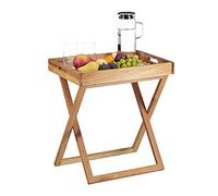 Relaxdays Table d’appoint avec plateau amovible en bois table pliante café pliable service HxlxP: 54 x 52 x 36 cm