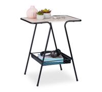 Relaxdays Table d’appoint avec Porte-revues, Cadre en métal, Plateau MDF Aspect Bois, HLP : 55x45x35 cm, Noir/Nature