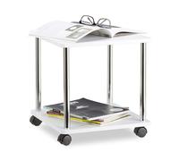 Relaxdays Table d’appoint blanche carrée à roulettes table basse plantes desserte chariot HxlxP: 41,5 x 40 x 40cm, blanc