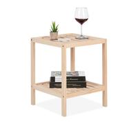 Relaxdays Table d’appoint carrée avec 2 Niveaux, en Bois de pin, H x L x P : 50 x 40 x 40 cm, pour Le Salon, Nature