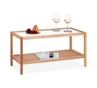 Relaxdays Table d’appoint en verre et en bois