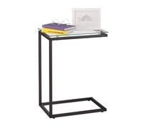 relaxdays Table d’appoint Haute, Forme de U, Plateau en Verre, Cadre en métal, Meuble, H x L x P : 61 x 30 x 45 cm, Noir