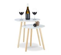 Table d'appoint - Relaxdays - 10020985 - Lot de 2 - Scandinave - Ronde - Blanc naturel