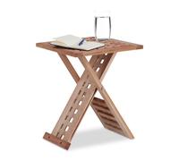 Relaxdays Table d’appoint pliante table basse bois de noyer table de chevet salon HxlxP: 40,5 x 33 x 33 cm, nature
