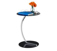 Relaxdays Table d’appoint, Ronde, pour Salon, Design Moderne, Verre et métal,HxD; La desserte Noire, 50 x 40 cm