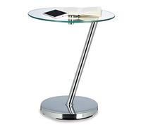 Relaxdays Table d’appoint ronde verre clair table café console table basse HxlxP: 52 x 45 x 45 cm, argenté