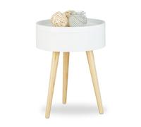 Relaxdays 10020979 Table d’appoint table de chevet scandinave nordique avec plateau amovible rangement, HxlxP: 50 x 38 x 38 cm, blanc