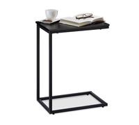 Relaxdays Noir d’appoint, Structure Métal Robuste, Panneau Mélamine, Table de Salon Déco en U, Bout de Canapé 60cm, HLP 61 x 30 x 45 cm