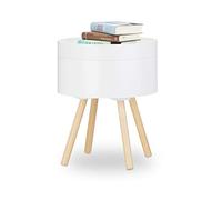 Relaxdays Table d’appoint table de chevet vintage design années 70 avec plateau amovible rangement, HxlxP: 49x40x40 cm, blanc