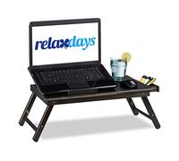 Relaxdays Table d’ordinateur portable, HxLxP : 24 x 60 x 35cm, bambou, pliante, bureau, tablette genoux, tiroir, brun