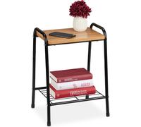 Relaxdays Table d'appoint, plateau en aspect bois, cadre en métal, polyvalent, HxLxP : 48 x 35 x 29,5 cm, noir/nature