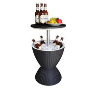 Relaxdays Table d'appoint avec glacière, 30 L, Cool Bar, HxØ: 57x48,5 cm, réglable en Hauteur, rotin, Table Haute, Noir