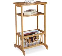Relaxdays Porte-revues en bambou table d'appoint table console porte-magazine bois 2 surfaces HxlxP: 71,5 x 44,5 x 37 cm, nature