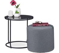 relaxdays Table d'appoint avec tabouret intégré