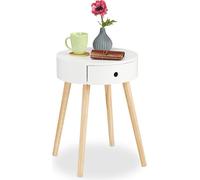 relaxdays Table d'appoint blanche avec tiroir