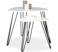 relaxdays Table d'appoint blanche, set de 2 pièces
