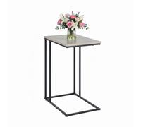 Table d'appoint Relaxdays, H x L x P : 64 x 50 x 35 cm, MDF, métal, Forme en C, Table Basse à Glisser, Noir/Nature