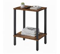 Relaxdays Table d'appoint carrée HxLxP 55 x 38 x 30 cm 2 tablettes design industriel marron/noir salon
