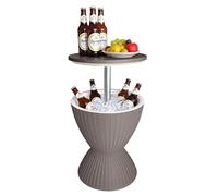 Relaxdays Table d'appoint Cool Bar 30 L, Refroidissement, HxØ 57x48,5 cm, réglable, rotin, Table Haute, Beige