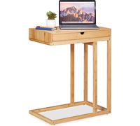 relaxdays Table d'appoint en bambou avec tiroir