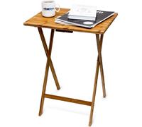 Relaxdays 10015834 table pliante hauteur bambou argenté 47,0 x 37,0 x 63,0 cm