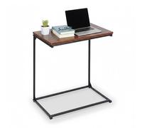 Relaxdays Table d'appoint, en C, Plateau inclinable, H x L x P : 66 x 55 x 35 cm, pour Ordinateur, Noir/Marron