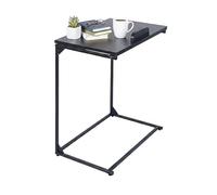 Relaxdays Table d'appoint, en C, Plateau inclinable, H x L x P : 66 x 55 x 35 cm, Table pour Ordinateur Portable, Noire