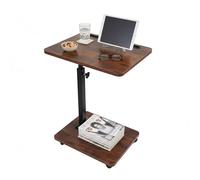 Relaxdays Table d'appoint en C, réglable en Hauteur 48-84 cm, à Glisser sous canapé, roulettes, Style Industriel, Brun