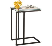 relaxdays Table d'appoint en forme de U en verre et métal