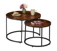 Relaxdays Table d'appoint, en lot Pratique de 2, Design Industriel, pour Le Salon ou l'entrée, Marron et Noir