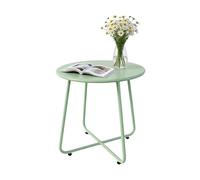 Relaxdays Table d'appoint en métal résistante aux intempéries, H 46 x Ø 44 cm, pour intérieur ou extérieur, Verte