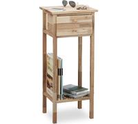relaxdays Table d'appoint en noyer avec tiroir